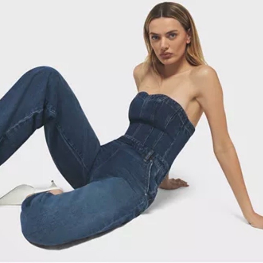 NWT Hudson The Creator Sweetheart Denim Wide Leg Jumpsuit in Stone Blue. Size 25 - Picture 5 of 15